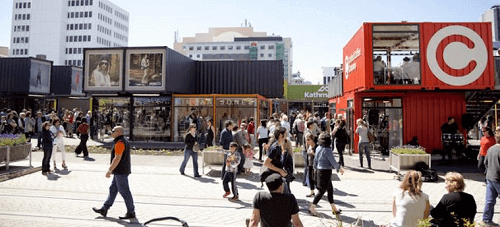 shopping centre made of shipping containers