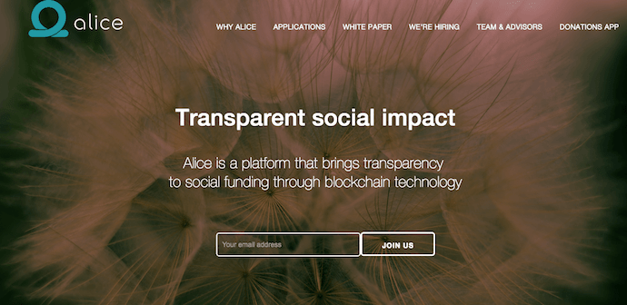 Alice blockchain social funding